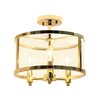 Lalia Home 3-Light 13" Industrial Farmhouse Glass and Metallic Accented Semi-flushmount, Gold LHM-1000-GL